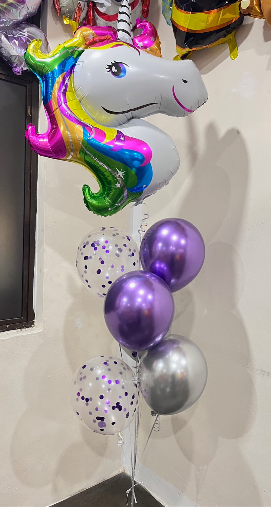 Magical Unicorn Purple Chrome Balloon Bouquet