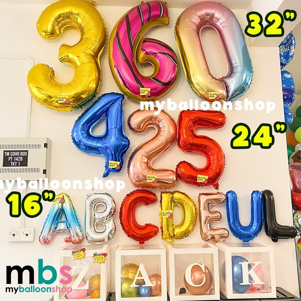 [16 Inch] - Red Alphabet Balloon & Number Ballon ABC Letters Belon Huruf A-Z Nombor 0-9 Birthday